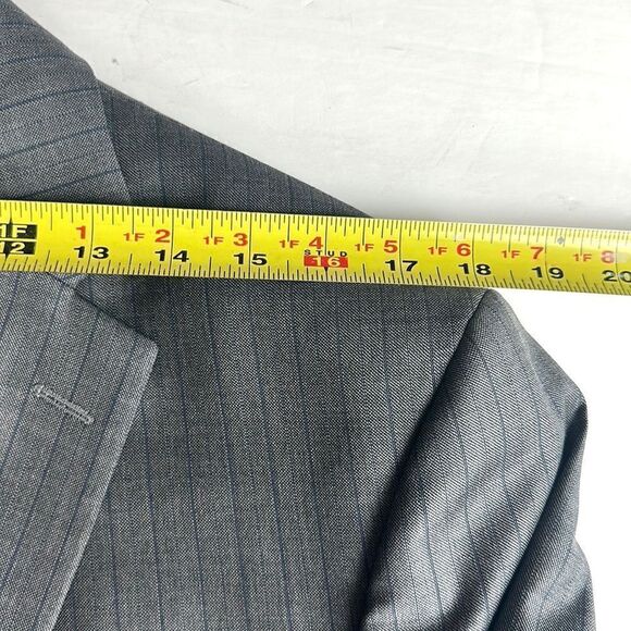 Jonathan Ogilvy Loro Piana Fitted Gray Striped Wool Suit Jacket Blazer 41R - Picture 16 of 16